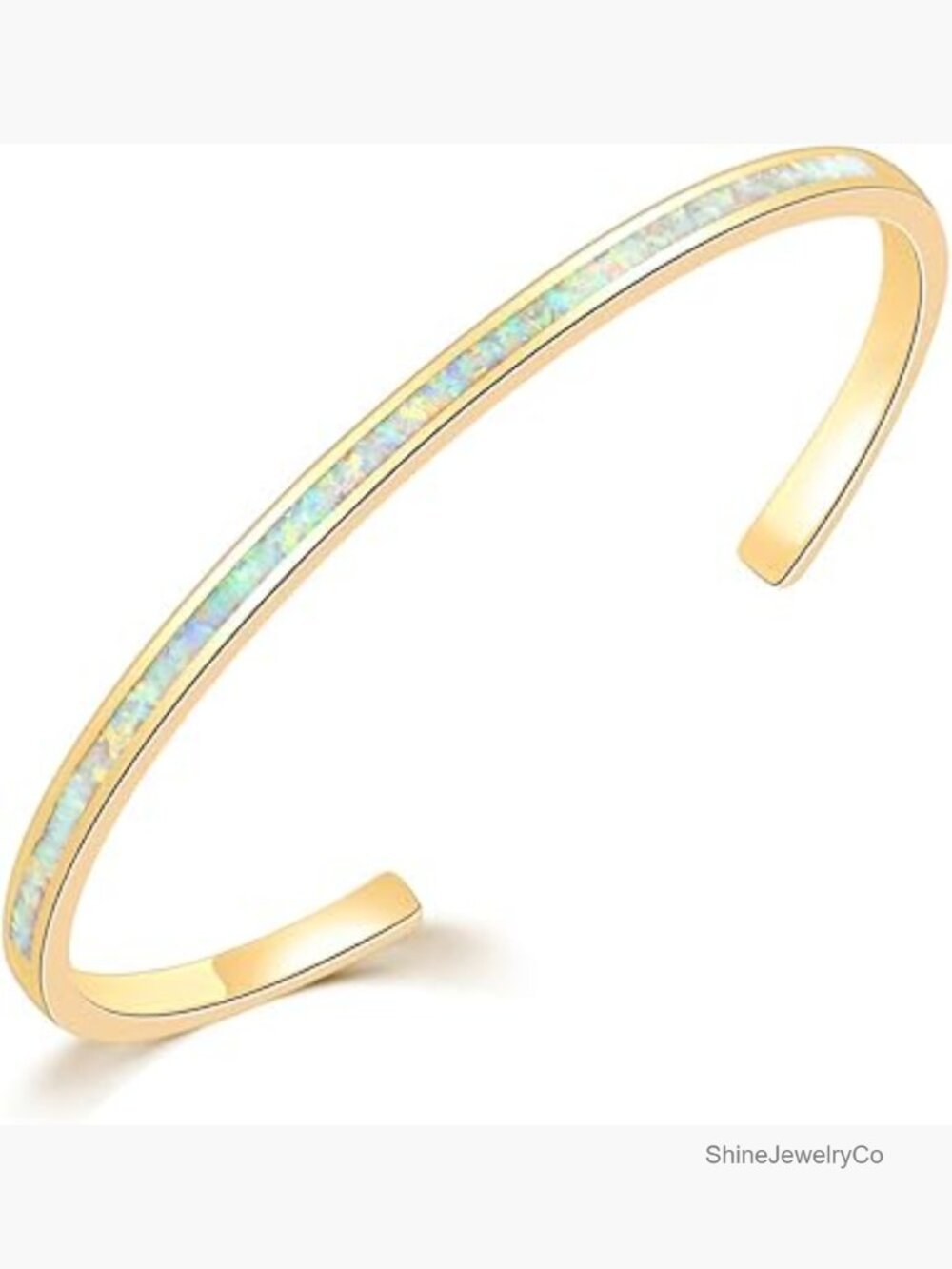 Gold Plated Opal Cuff Bangle Bracelet